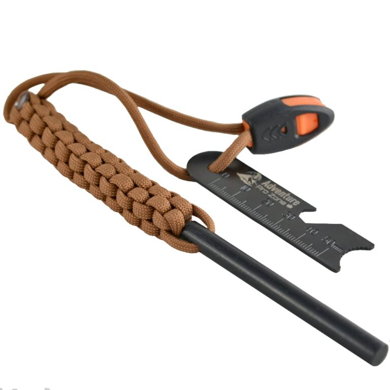 Survival Fire Striker w/Whistle and Paracord Lanyard Adventure Pro Zone