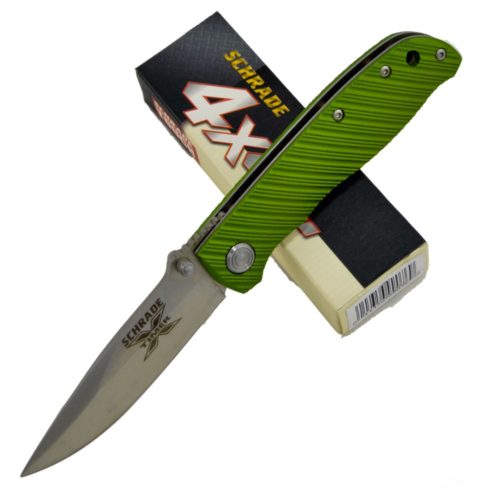 SCHRADE X-Timer Pocket Knife, Green, with liner lock