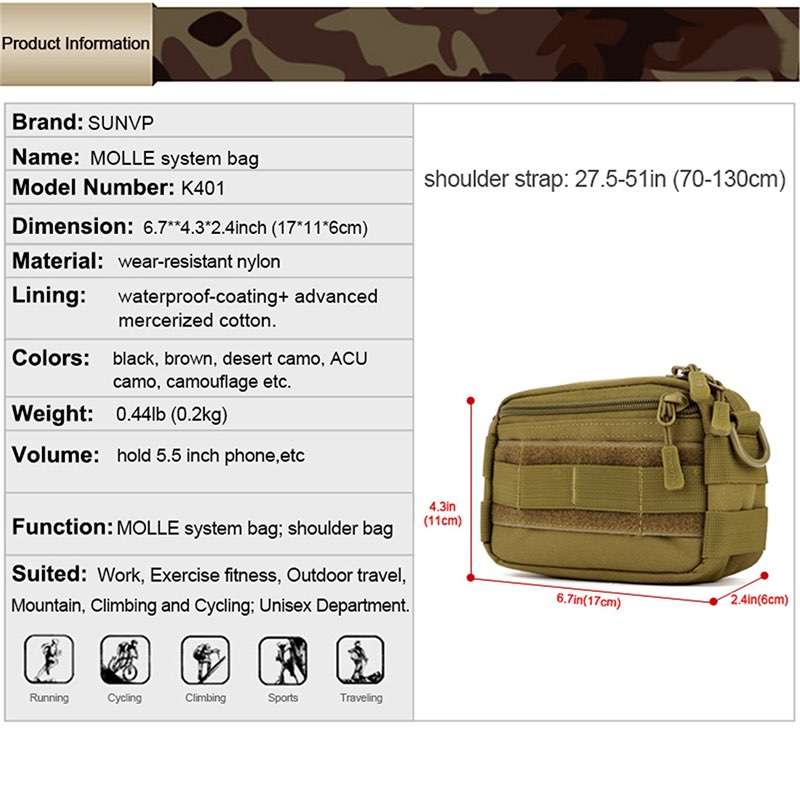 Protector Plus Tactical Utility Bag Molle Pouch Outdoor Messenger