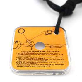 Survival Signal Mirror, Whistle on Lanyard