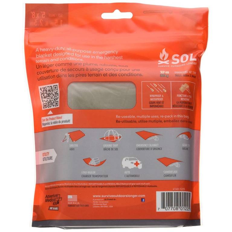 SOL Heavy Duty Emergency Blanket XL Adventure Pro Zone