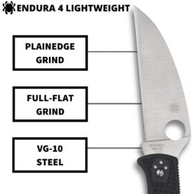 Spyderco C10FPWCBK Endura 4 Wharnkliffe Folder, VG10 Steel