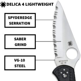 Spyderco Delica 4 Black FRN, SpyderEdge, C11SBK