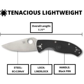 Spyderco Tenacious Lightweight Folder, PlainEdge (C122PBK)