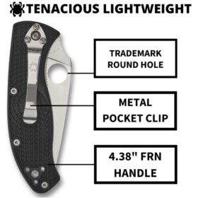 Spyderco Tenacious Lightweight Folder, PlainEdge (C122PBK)