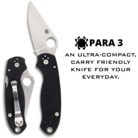 Spyderco Para 3 G10 Black, PlainEdge - C223GP
