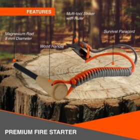 Ferro Flint Fire Starter with Paracord Lanyard