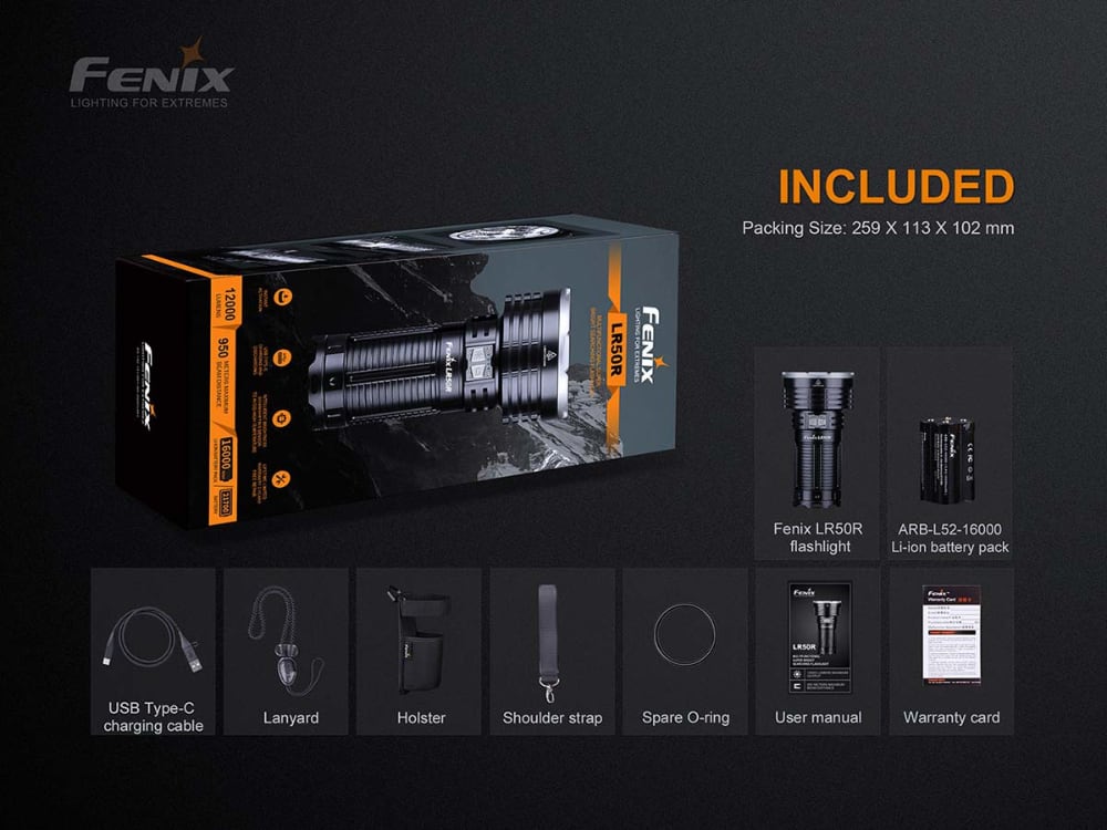 Fenix LR50R Flashlight, 12000 Lumens