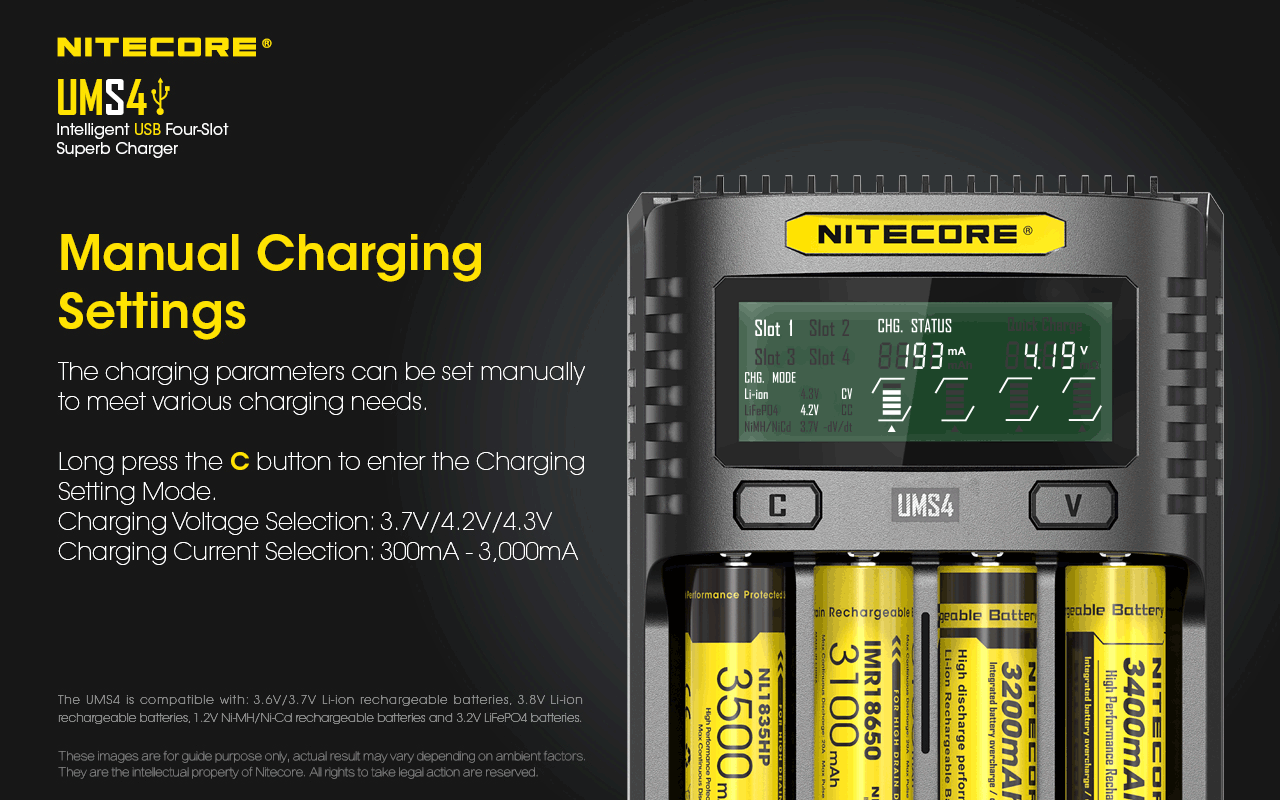 Nitecore UMS4 Intelligent Four-Slot Charger