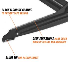 Trauma Shears, Black, 7.25"