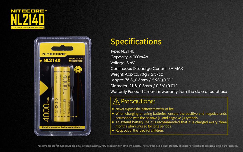 Nitecore NL2140 Rechargeable Battery, 4000 mAh
