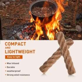 Hemp Fire Tinder Rope, Wax Infused