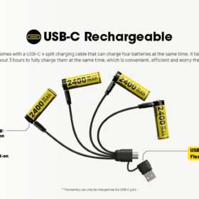Nitecore NH2400 USB-C Rechargeable AA Battery, 4-Pack