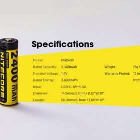 Nitecore NH2400 USB-C Rechargeable AA Battery, 4-Pack