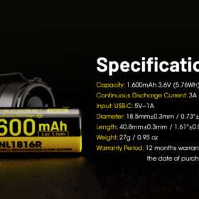 Nitecore NL1816R Rechargeable Battery