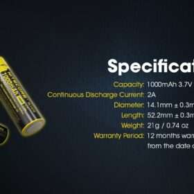 Nitecore NL1410 14500 Rechargeable Li-ion Battery
