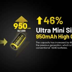 Nitecore NL169R Rechargeable 16340 Battery with USB-C Port