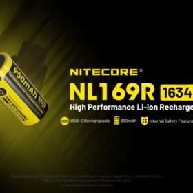 Nitecore NL169R Rechargeable 16340 Battery with USB-C Port