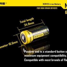 Nitecore NL166 Rechargeable RCR123 Battery - Image 6