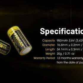 Nitecore NL169 Rechargeable 16340 Battery