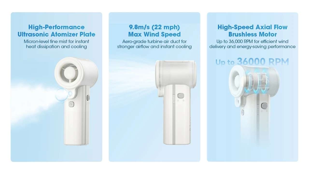 izzCool™ 40 High-Speed Handheld Air Conditioner Fan