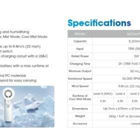 izzCool™ 40 High-Speed Handheld Air Conditioner Fan