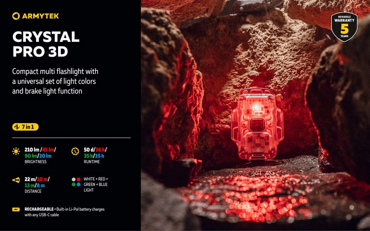 Armytek Crystal Pro 3D – 7-in-1 Multifunctional Light