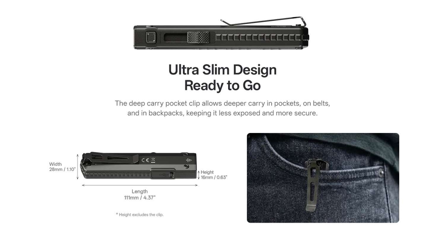 Nitecore EDC15 Dual Light Sources Ultra Slim EDC Flashlight